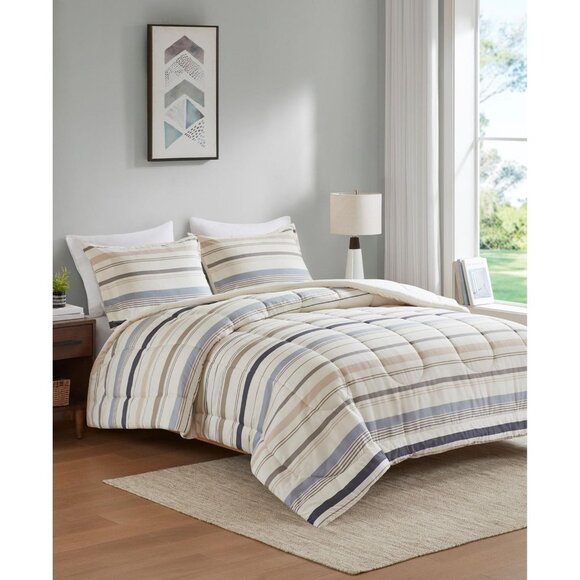 Addison Park Reversible 3-Piece Comforter Set Printed Blue Multi Full / Queen - Picture 5 of 9